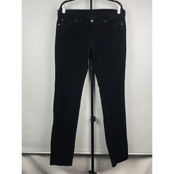7 For All Mankind Black Roxanne Corduroy Mid Rise Jeans Size 32 - Picture 1 of 6
